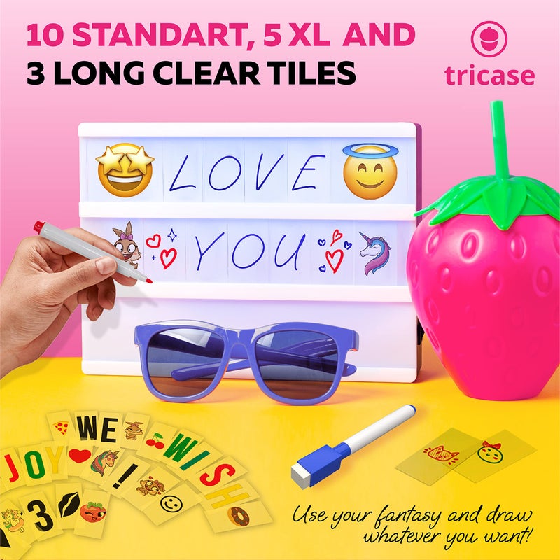 tricase Cinema Light Box with Letters â€“ Marquee Color Changing Light Box Sign with 386 Black & Color Letters & Emoji & 2 Markers- Premium Light Up Letter Board â€“ 16 Dimmable Remote-Controlled Colored Options - Image 3